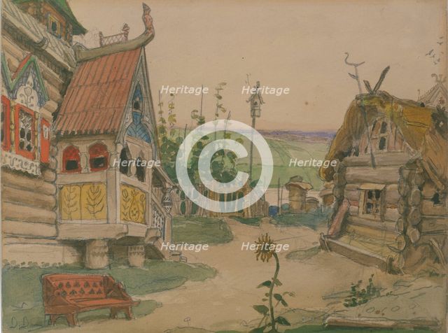 Berendeyevka. Stage design for the opera Snow Maiden by N. Rimsky-Korsakov, 1885. Artist: Vasnetsov, Viktor Mikhaylovich (1848-1926)