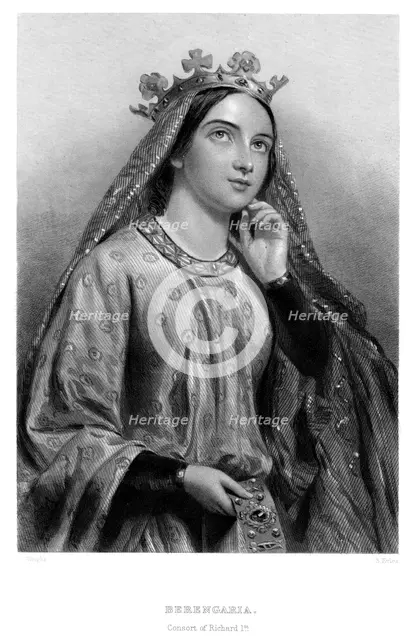 Berengaria of Navarre (c1164-1230), queen consort of King Richard I, 19th century.Artist: B Eyles