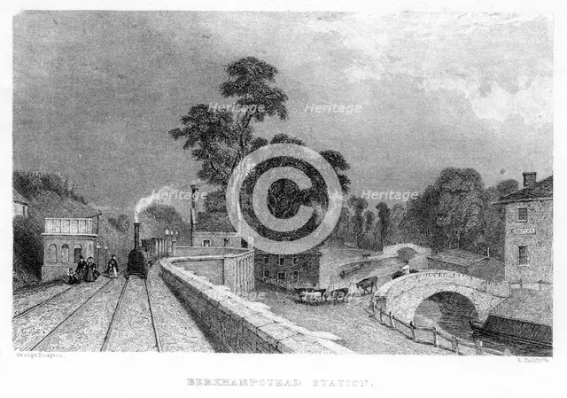 Berkhamsted Station, Hertfordshire, on the London and Birmingham Railway, c1860. Creator: Unknown.
