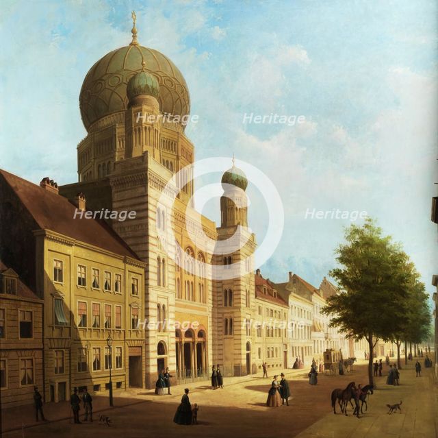 Berlin Synagogue on Oranienburger Straße, 1865. Creator: De Cauwer, Emile Pierre Joseph (1827-1873).