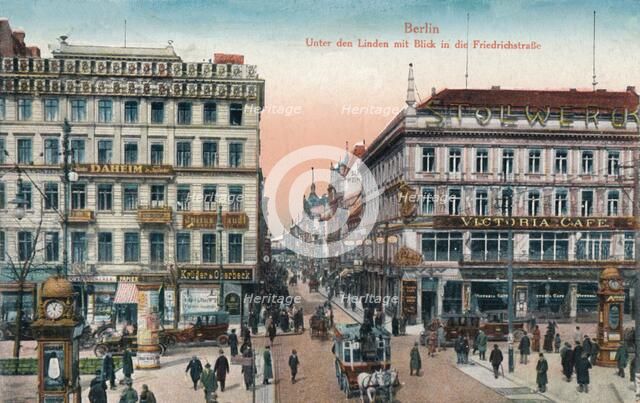 'Berlin - Unter den Linden mit Blick in die Friedrichstraße', c1900. Artist: Unknown.