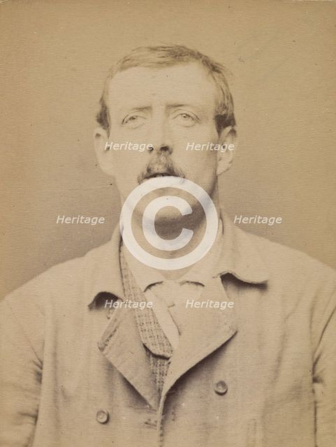 Bernaix. Louis. 29 ans, né à Clichy. Couvreur. Anarchiste. Fiché le 27/2/94., 1894. Creator: Alphonse Bertillon.