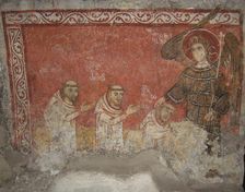 Bernard the Pilgrim and his followers, blessed by Saint Michael the Archangel, ca 950. Creator: Anonymous