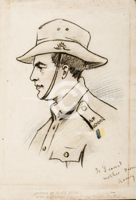 Bernard Laurence 'Barney' Nugent, a drawing done in Cape Town, South Africa, 1917. Creator: Murphy.
