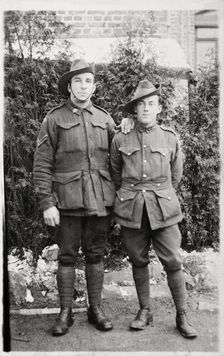 Bernard Laurence Barney Nugent and friend Robert Bob Waugh, Christmas 1917. Creator: Murphy