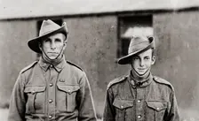 Bernard Laurence Barney Nugent and Robert Bob Waugh, Christmas 1917. Creator: Murphy