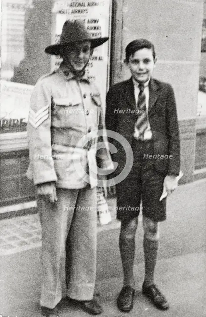 Bernard Laurence 'Barney' Nugent and son Ken, 1943. Creator: Murphy.