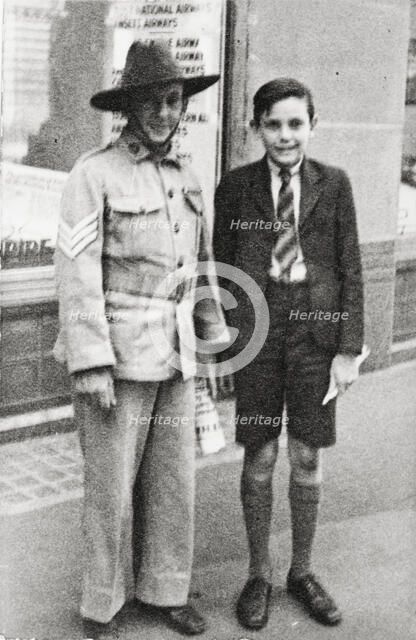Bernard Laurence 'Barney' Nugent and son Ken, 1943. Creator: Murphy.