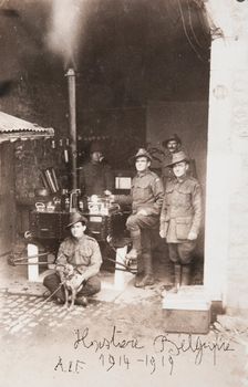Bernard Laurence Barney Nugent, postcard handwritten Hastiere Belgique A.I.F. 1914-1919. Creator: Murphy