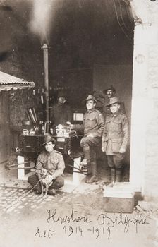 Bernard Laurence Barney Nugent, postcard handwritten Hastiere Belgique A.I.F. 1914-1919. Creator: Murphy