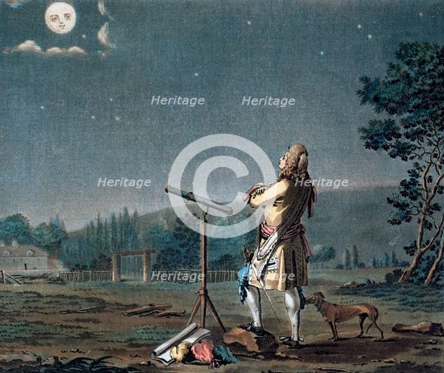 Bernard le Bovier de Fontenelle contemplating the plurality of worlds, 1791.  Creator: Jean Baptiste Morret.
