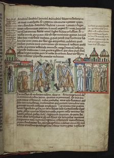 Bernard of Clairvaux sending monks to daughter houses, Cistercian monks, 1249-1250. Creator: Anonymous