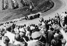 Bernd Rosemeyer acclaimed by the crowd, German Grand Prix, Nurburgring, 1936