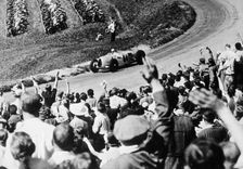 Bernd Rosemeyer acclaimed by the crowd, German Grand Prix, Nurburgring, 1936