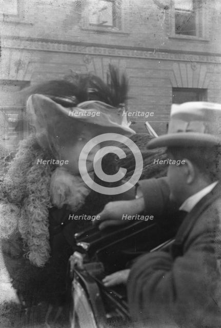 Bernhardt, Sarah, and unidentified man, portrait photograph, 1906 Apr. Creator: Arnold Genthe.