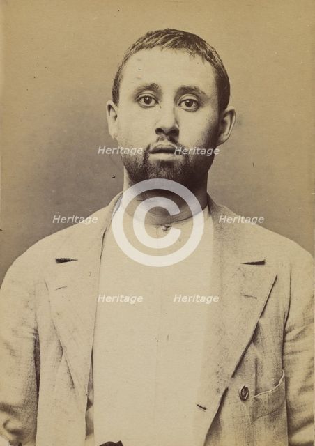 Berson. Samuel. 28 ans, né le 3/?/65 à Dinabourg (Russie). Tailleur d'habits. Anarchiste. ..., 1894. Creator: Alphonse Bertillon.