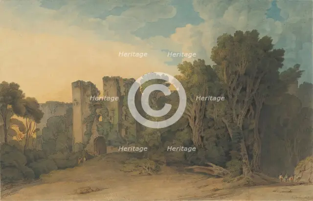 Berry Pomeroy Castle in the County of Devon, (?) 1775-1805. Creator: Francis Towne.