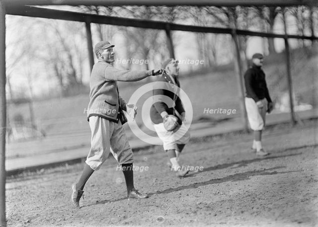 Bert Gallia, Joe Boehling, Unidentified, Washington Al (Baseball), ca. 1913. Creator: Harris & Ewing.