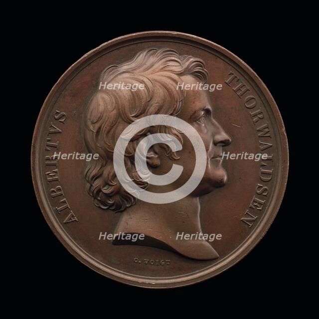 Bertel Thorvaldsen, 1770-1844, Sculptor [obverse], 1837. Creator: Karl Friedrich Voigt.