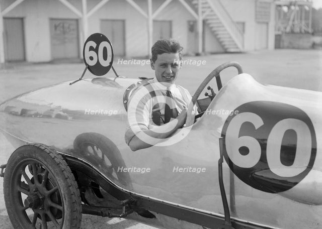 Bertie Kensington Moir in his Aston Martin at the JCC 200 Mile Race, Brooklands, 1921. Artist: Bill Brunell.