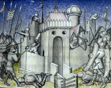 Besieging a castle, c1400. Creator: Unknown
