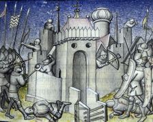 Besieging a castle, c1400. Creator: Unknown