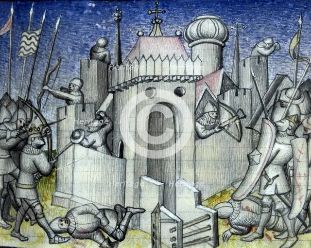 Besieging a castle, c1400. Creator: Unknown.