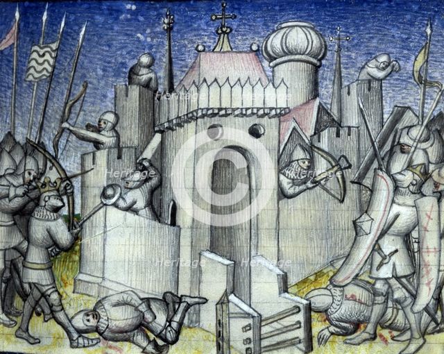 Besieging a castle, c1400. Creator: Unknown.