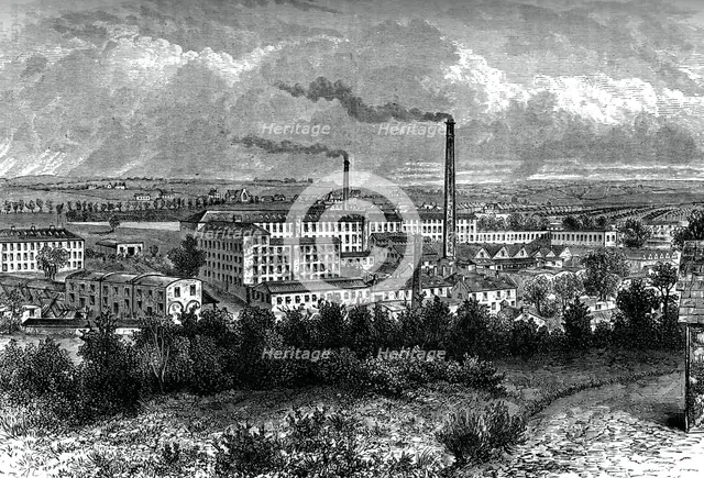 Bessbrook Mills and village, County Armagh, Ireland, c1880. Artist: Unknown