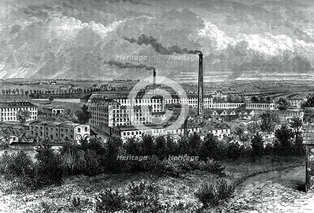 Bessbrook Mills and village, County Armagh, Ireland, c1880. Artist: Unknown
