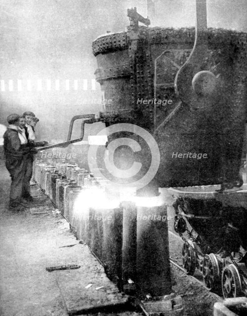 Bessemer process for manufacturing steel, 1936. Artist: Fox