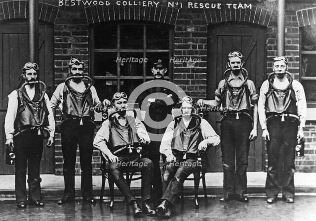 Bestwood Colliery no 1 rescue team, Nottinghamshire, 1911. Artist: Unknown