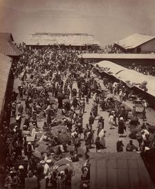 Bhutan and Nepalese People at Darjeeling, Sunday Morning Market Scene, 1860s-70s. Creator: Unknown
