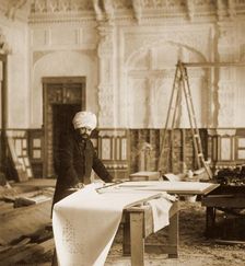 Bhai Ram Singh at work in the Indian Room, Osborne House, Isle of Wight, 1892