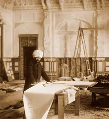 Bhai Ram Singh at work in the Indian Room, Osborne House, Isle of Wight, 1892