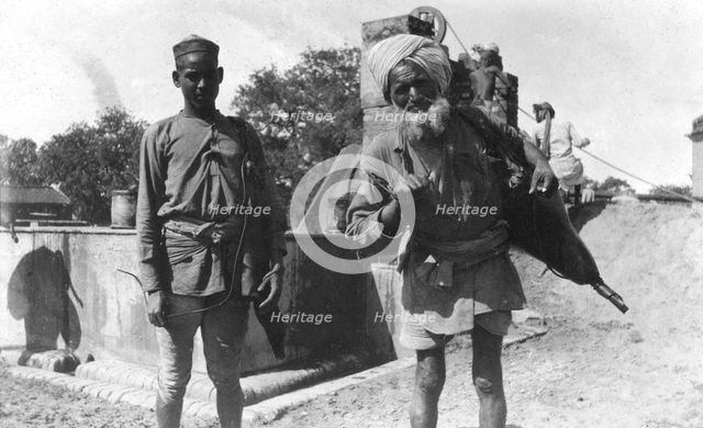 Bhistis, or water carriers, Agra, India, 1916-1917. Artist: Unknown