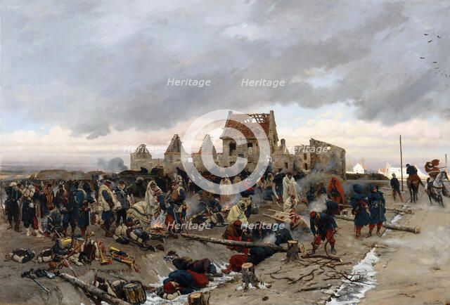 Bivouac at Le Bourget. Artist: Neuville, Alphonse Marie, de (1835-1885)
