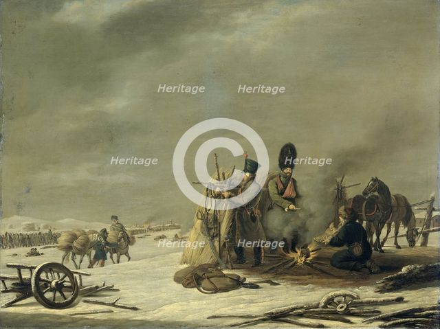 Bivouac at Molodechno, 3-4 December 1812: an episode from Napoleon's Retreat from Russia, 1816. Creator: Johannes Hari.