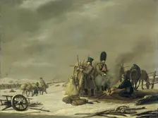Bivouac at Molodechno, 3-4 December 1812: an episode from Napoleon's Retreat from Russia, 1816. Creator: Johannes Hari