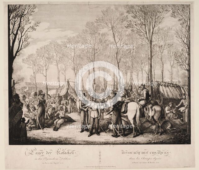 Bivouac of the Cossacks at the Avenue des Champs-Elysées in Paris on April 1814, 1814. Artist: Opiz, Georg Emanuel (1775-1841)