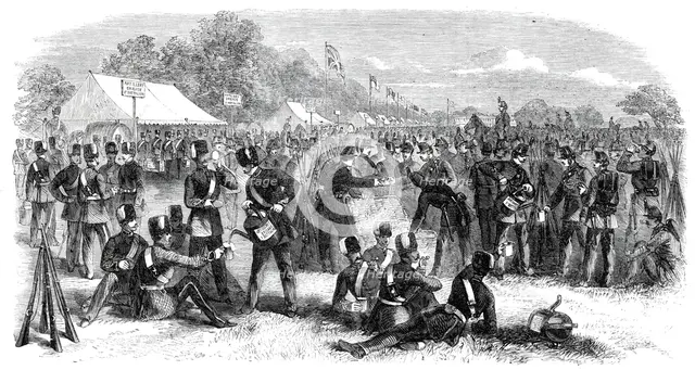 Bivouac of the Volunteers at the close of the Review, 1860. Creator: Unknown.