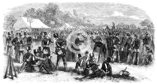 Bivouac of the Volunteers at the close of the Review, 1860. Creator: Unknown.