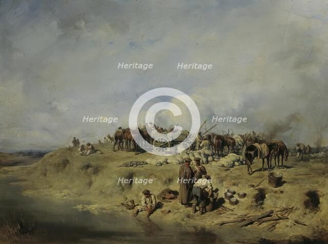 Bivouac of Russian soldiers, 1852. Creator: August von Pettenkofen.