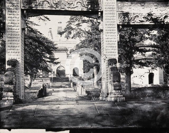Biyunsi (Temple of Azure Clouds), Beijing: the Jingangta (Diamond Sutra Pagoda), viewed...1871. Creator: John Thomson.