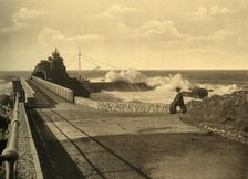 Biarritz - Au Rocher de la Vierge par gros remps, c1930. Creator: Unknown