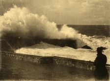Biarritz - Effet de vague a la digue du Rocher de la Vierge, c1930. Creator: Unknown