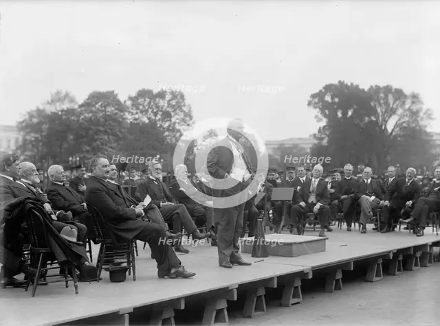 Bible Society Open Air Meeting, East Front of The Capitol - Champ Clark Speaking, 1917. Creator: Harris & Ewing.