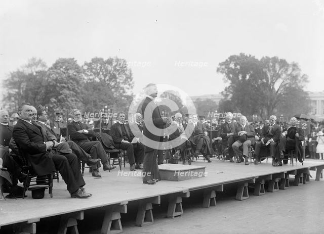 Bible Society Open Air Meeting, East Front of The Capitol - Vice President Marshall Speaking, 1917. Creator: Harris & Ewing.