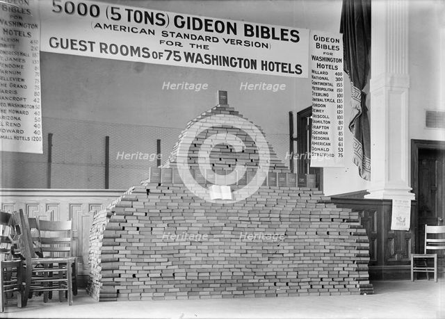 Bibles - 5000 Gideon Bibles for D.C. Hotels, 1913. Creator: Harris & Ewing.