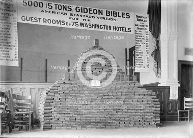 Bibles - 5000 Gideon Bibles for D.C. Hotels, 1913. Creator: Harris & Ewing.
